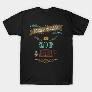 Keep Calm and Read On Retro Vintage T-Shirt
